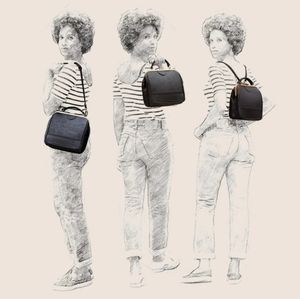 LaFlore Paris "Bebebark"--Convertible Backpack Purse (3-in-1); Color=Black